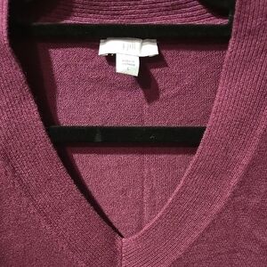 J. Jill Burgundy/Raisin V-Neck Sweater
